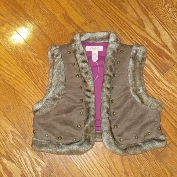 NWOT - Candie's Faux Fur Crop Vest Size Large - Picture 1 of 6